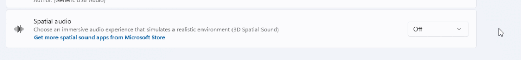Select Windows Sonic for Headphones from the Spatial audio settings in the device properties